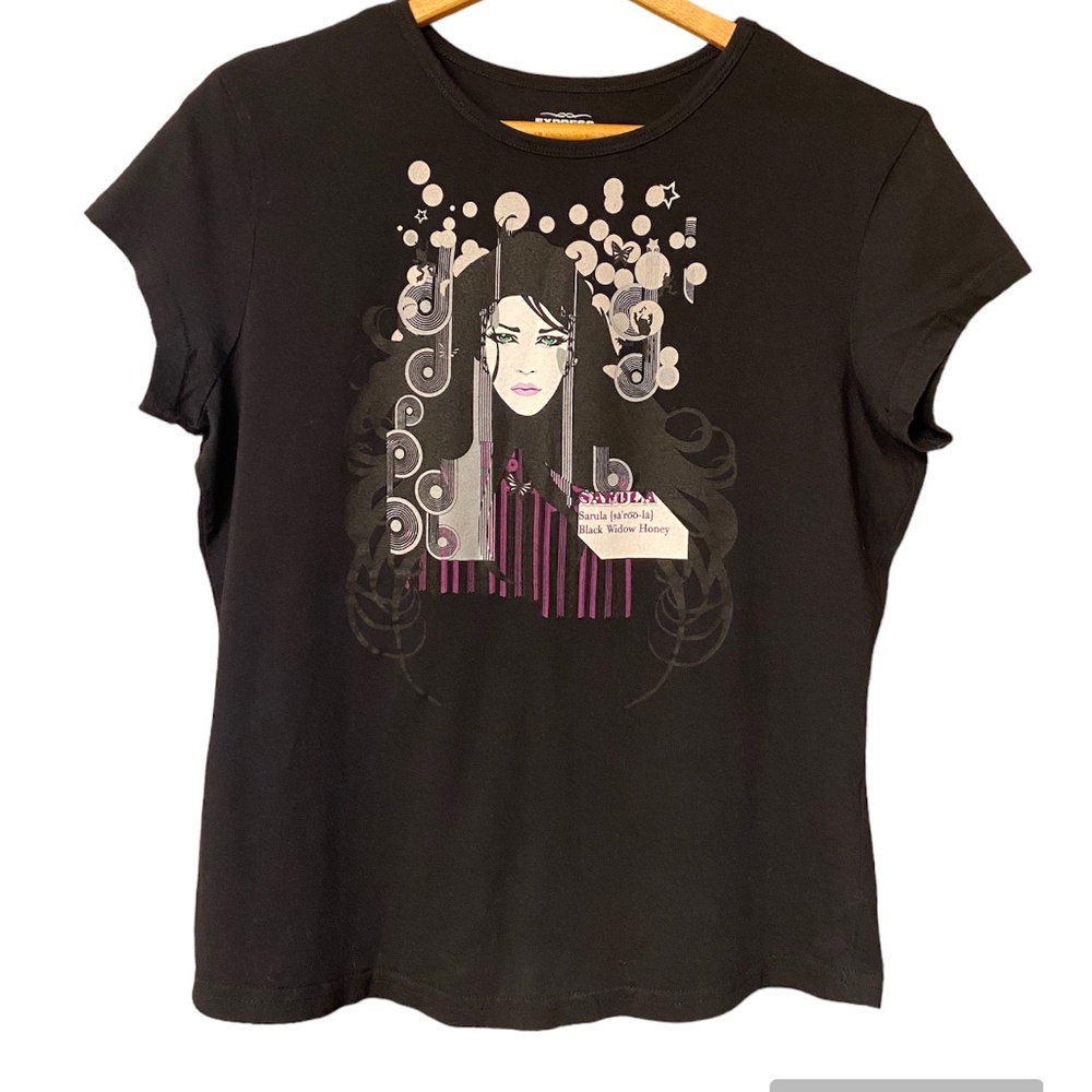 Vintage Y2K Sarula Black Window Honey Graphic Baby Graphic Tee T-Shirt Sz L.